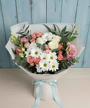 Букет цветов из:  Розы, Лизиантусы и Хризантемы в Янино 1