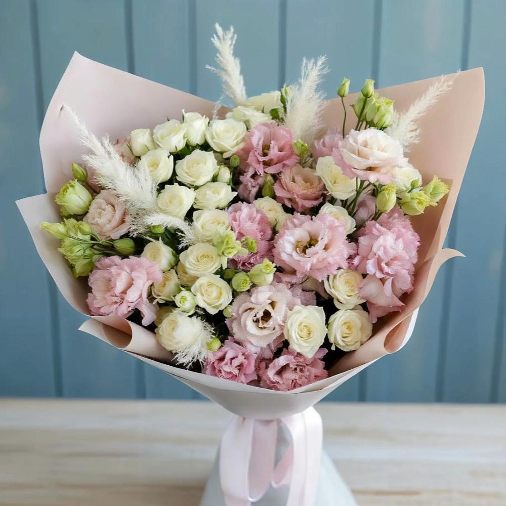 Букет цветов из: Альстромерии и Розы в Янино 1