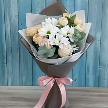 Букет цветов из:  Хризантемы и Розы #REPLACE_PRED# Янино 1