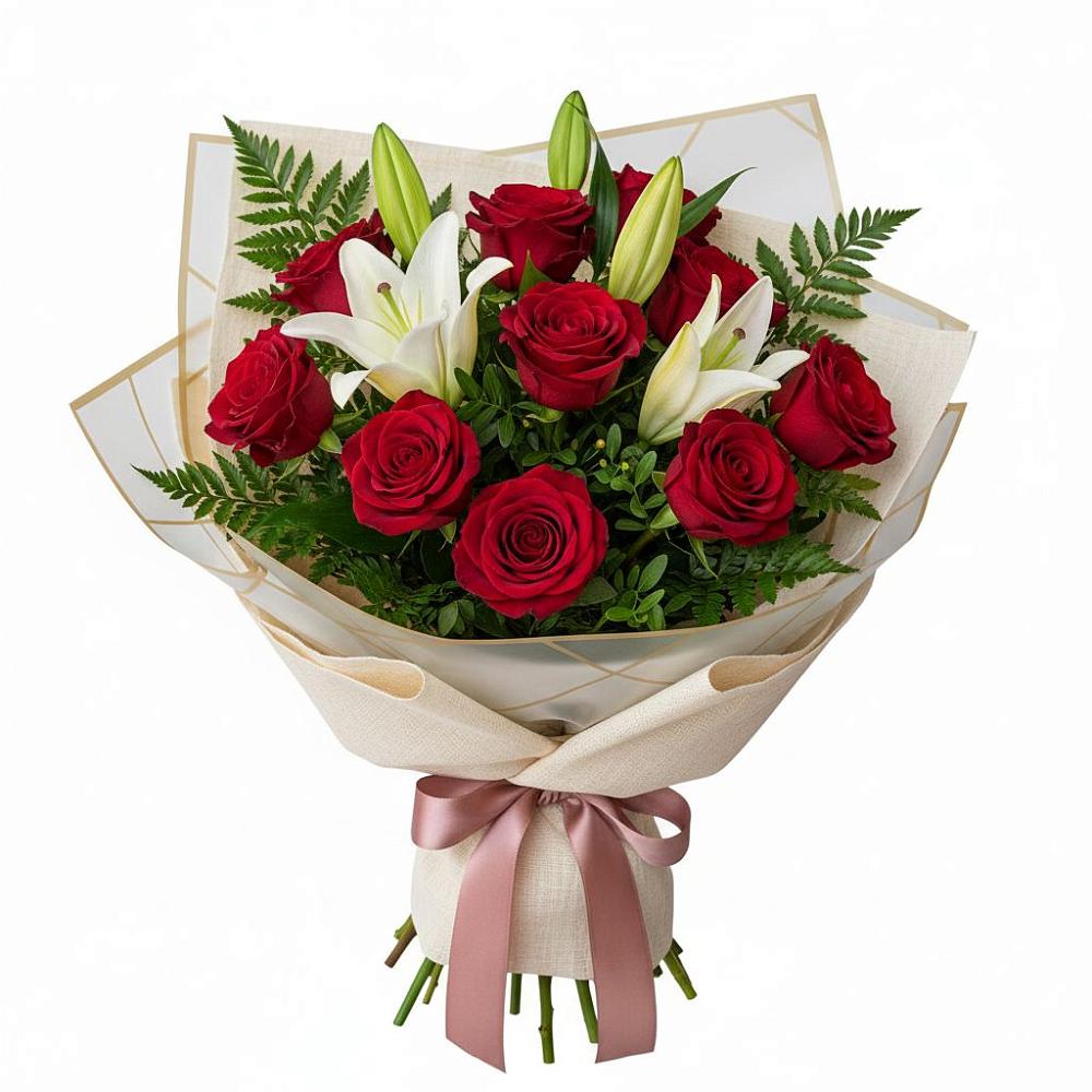 Букет цветов из: Лилии и Розы в Янино 1