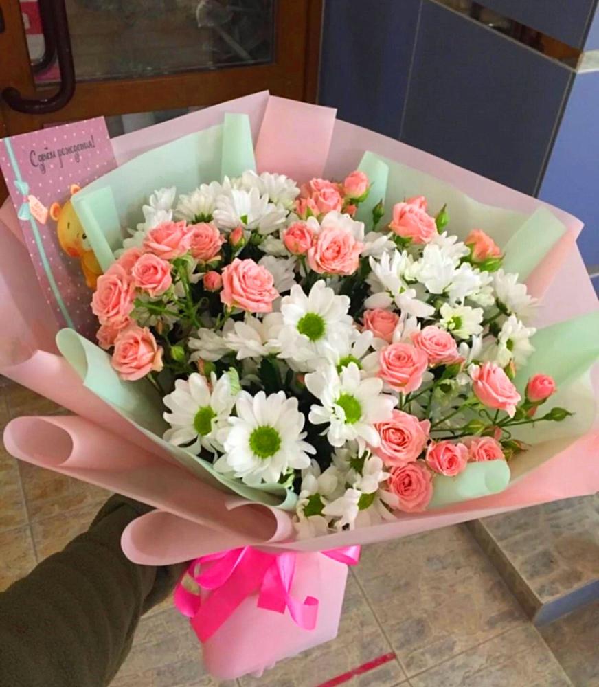 Букет цветов из: Розы и Хризантемы в Янино 1