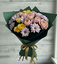 Букет цветов из:  Хризантемы и Розы в Янино 1