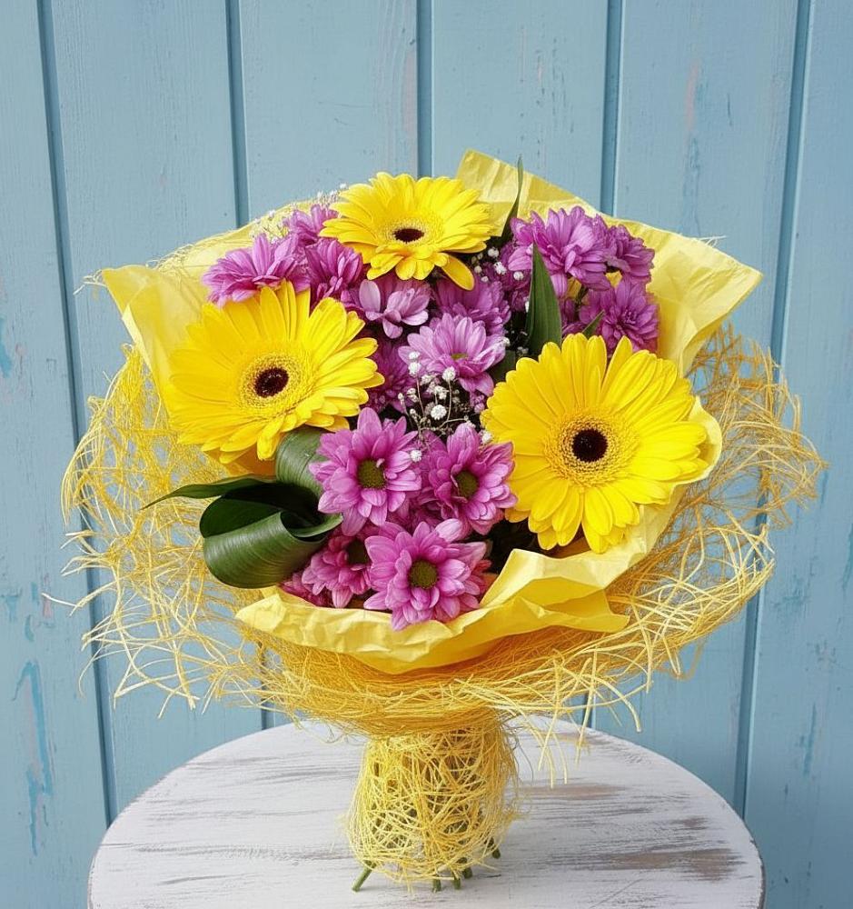 Букет цветов из: Хризантемы и Герберы в Янино 1