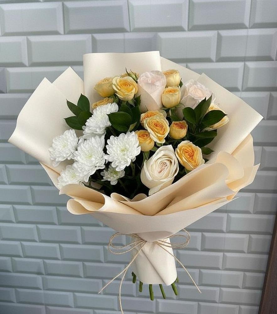 Букет цветов из: Розы и Хризантемы в Янино 1