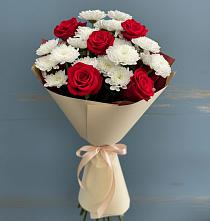 Букет цветов из:  Розы и Хризантемы в Янино 1