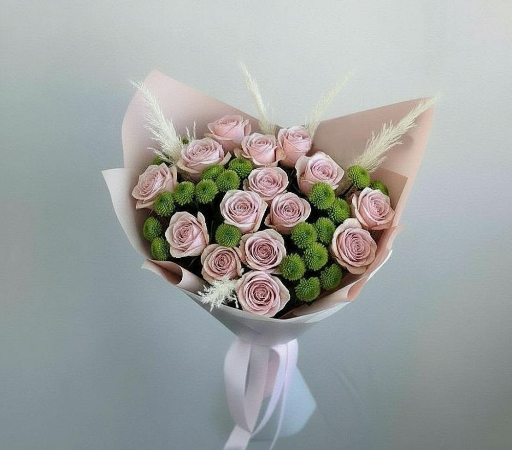 Букет цветов из: Розы и Хризантемы в Янино 1