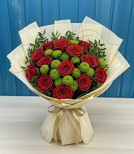 Букет цветов из:  Розы и Хризантемы в Янино 1