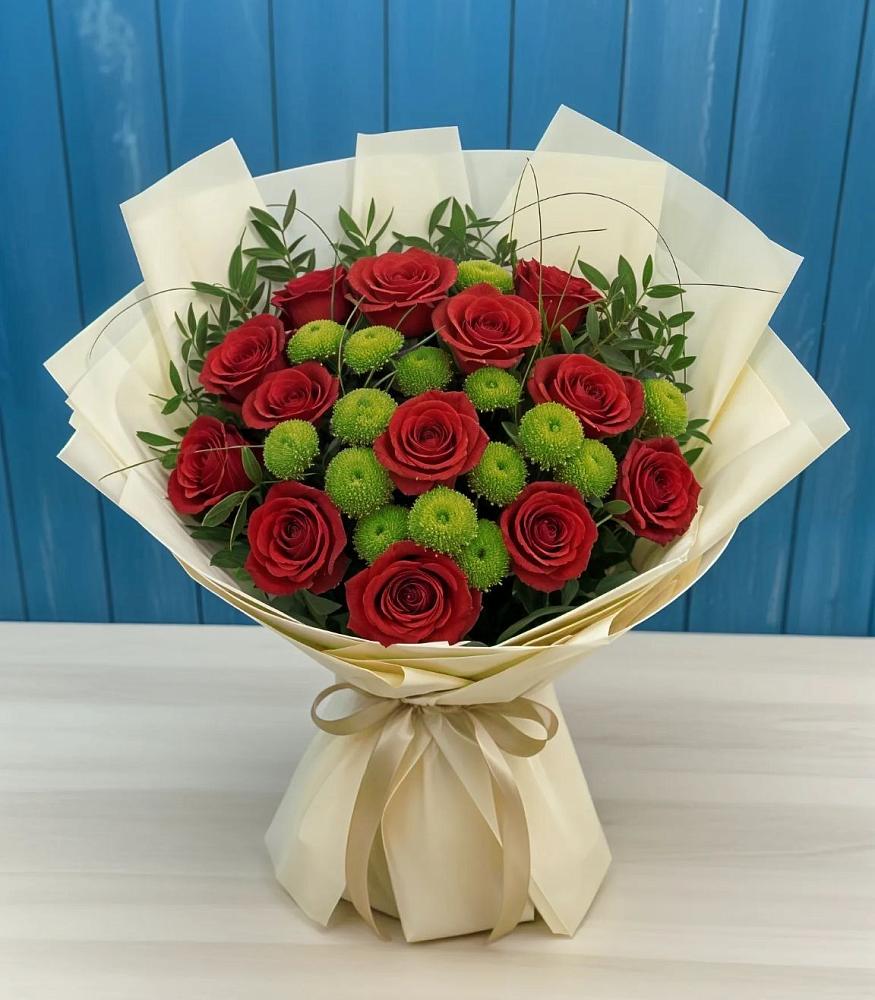 Букет цветов из: Розы и Хризантемы в Янино 1