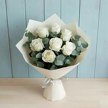 Букет Белые розы в Эвкалипте #REPLACE_PRED# Янино 1