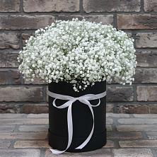 Цветочная композиция из Гипсофила в шляпной коробке в Янино 1